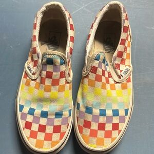 Rainbow checkerboard vans